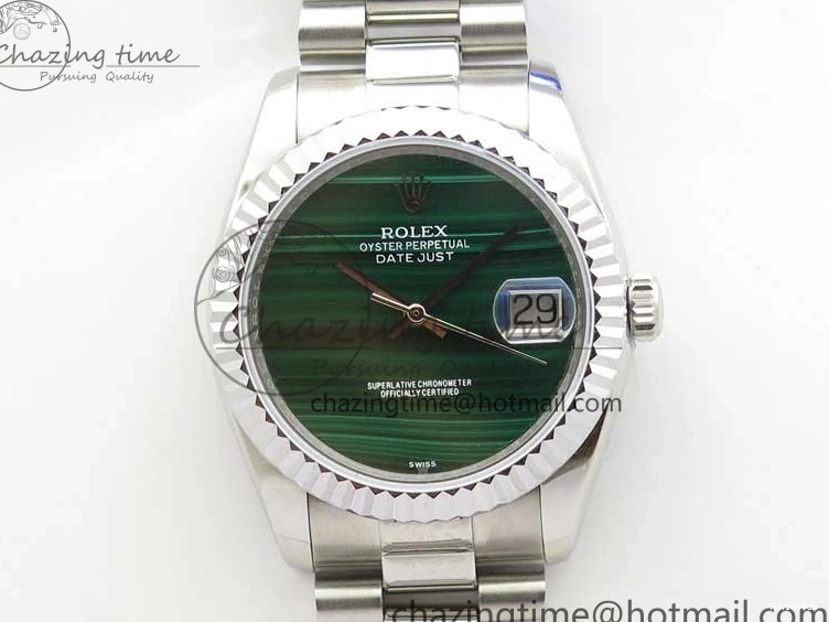 36mm Malachite Bracelet Green President Best SS SS on A2824 Dial DateJust EDF Edition 0216